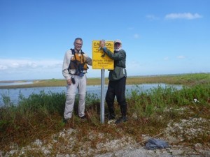 Alan and Chuck replacing a sign