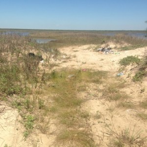 trash in dunes